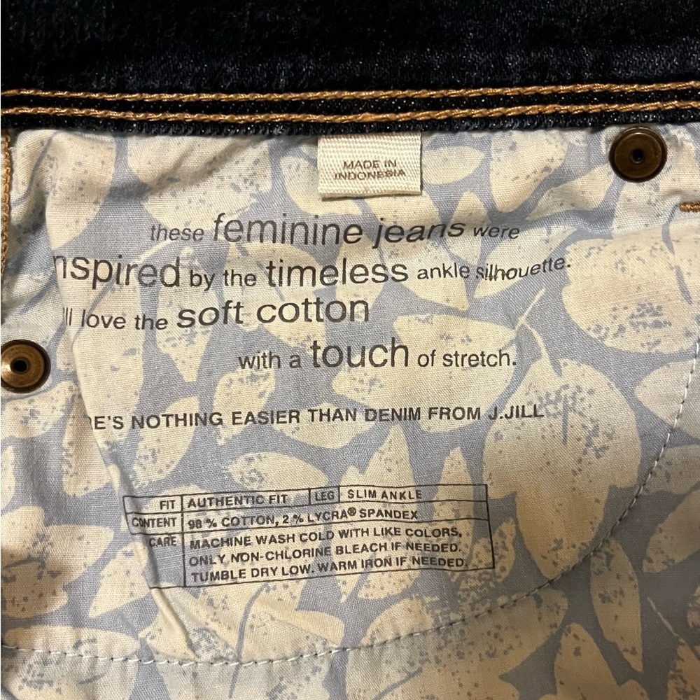 J.Jill Denim Authentic Fit Slim Ankle blue jeans Size 2 - Picture 7 of 9